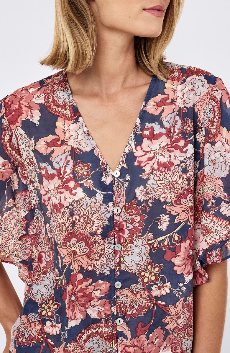Papinelle Ella Frill Cotton & Silk Short Pajamas, Alternate, color, Blue Indigo