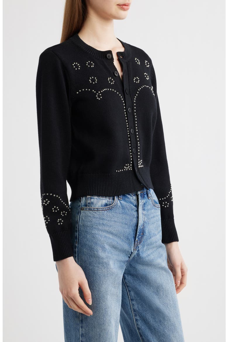 The Studded Cardigan, Alternate, color, BLACK