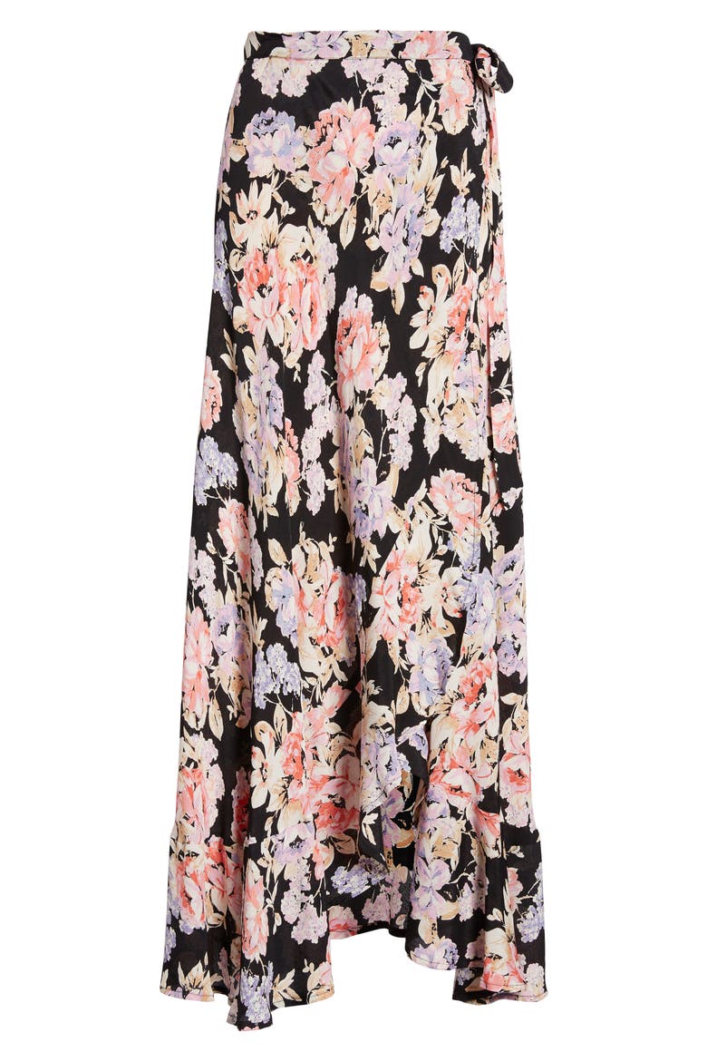 Seville Wrap Skirt, Alternate, color, BLACK/ PINK