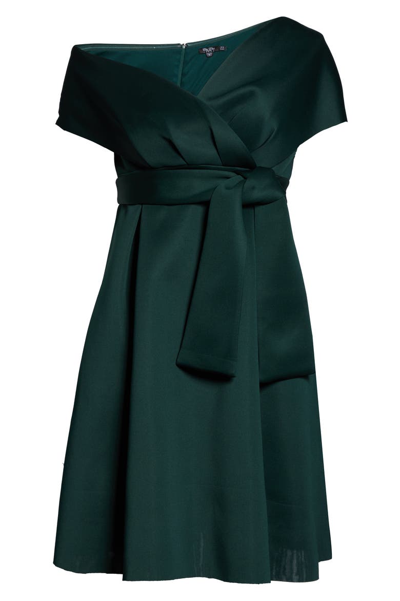 Curve Edel One-Shoulder Cocktail Dress, Alternate, color, TEAL
