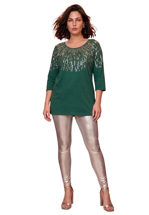 Plus Size Three Quarter Sleeve Embellished Tunic