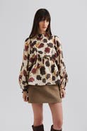 Malina Pernilla High Neck Balloon Sleeve Blouse