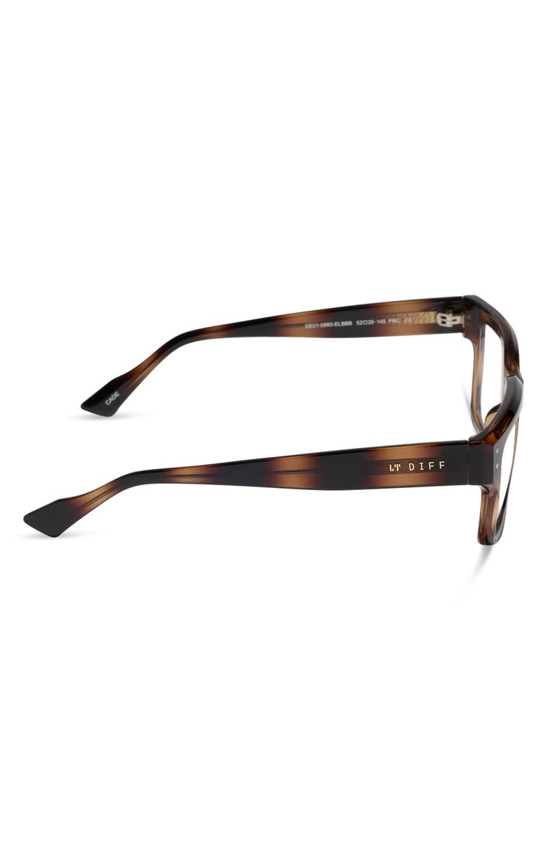 DIFF Cade 52mm Square Blue Light Blocking Glasses, Alternate, color, Dark Elm Tortoise Blue Light