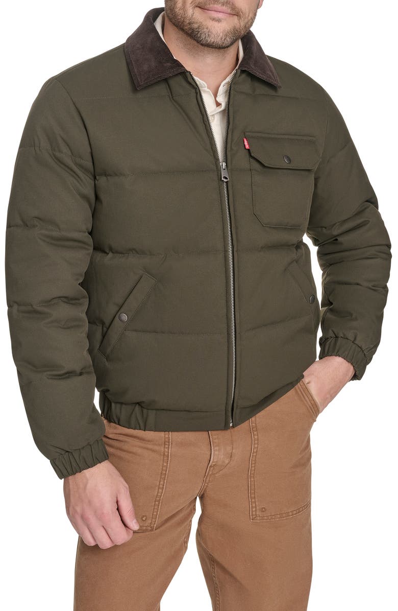 Levi's Corduroy Collar Midweight Quilted Jacket, Main, color, Olive