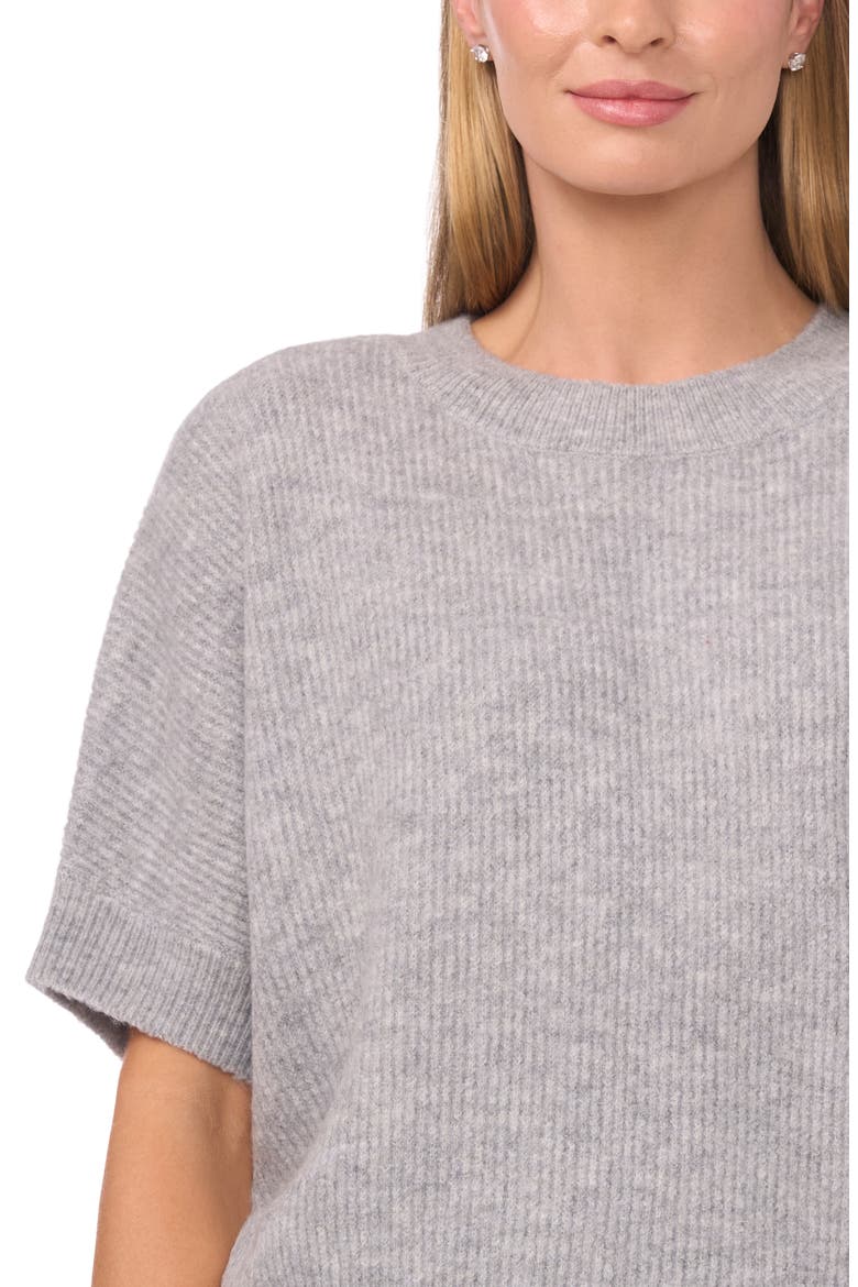 Short Sleeve Sweater, Alternate, color, LIGHT HEATHER GREY