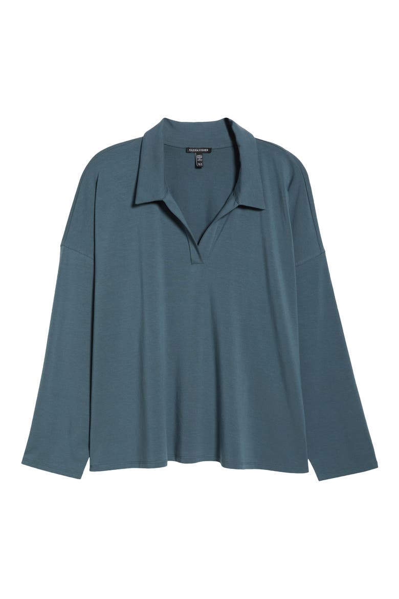 Boxy Henley Jersey Top, Alternate, color, EUCALYPTUS