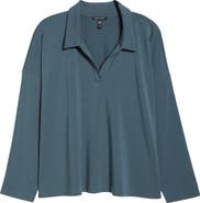 Eileen Fisher Boxy Henley Jersey Top