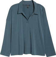 Eileen Fisher Boxy Henley Jersey Top