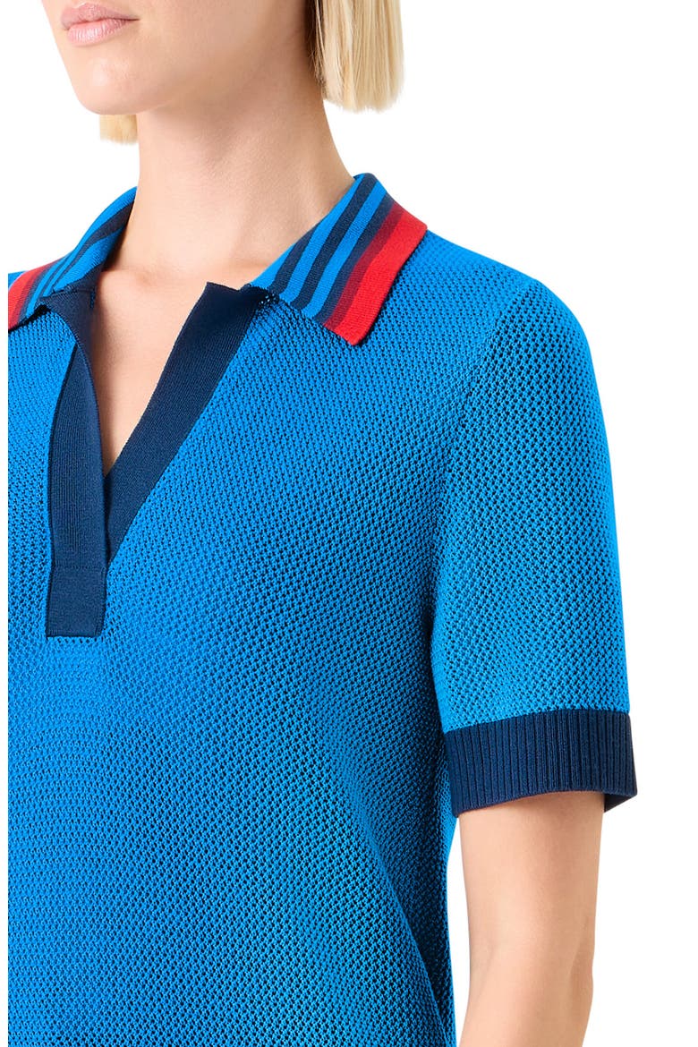 Short Sleeve Virgin Wool Polo Sweater, Alternate, color, COBALT BLUE-MULTI