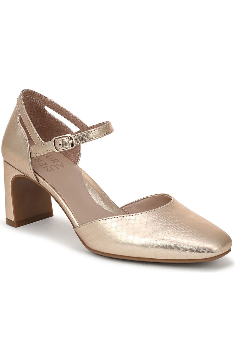 Naturalizer Yasmin Ankle Strap Dress Pump - WIde Width Available, Main, color, Champagne Faux Leather