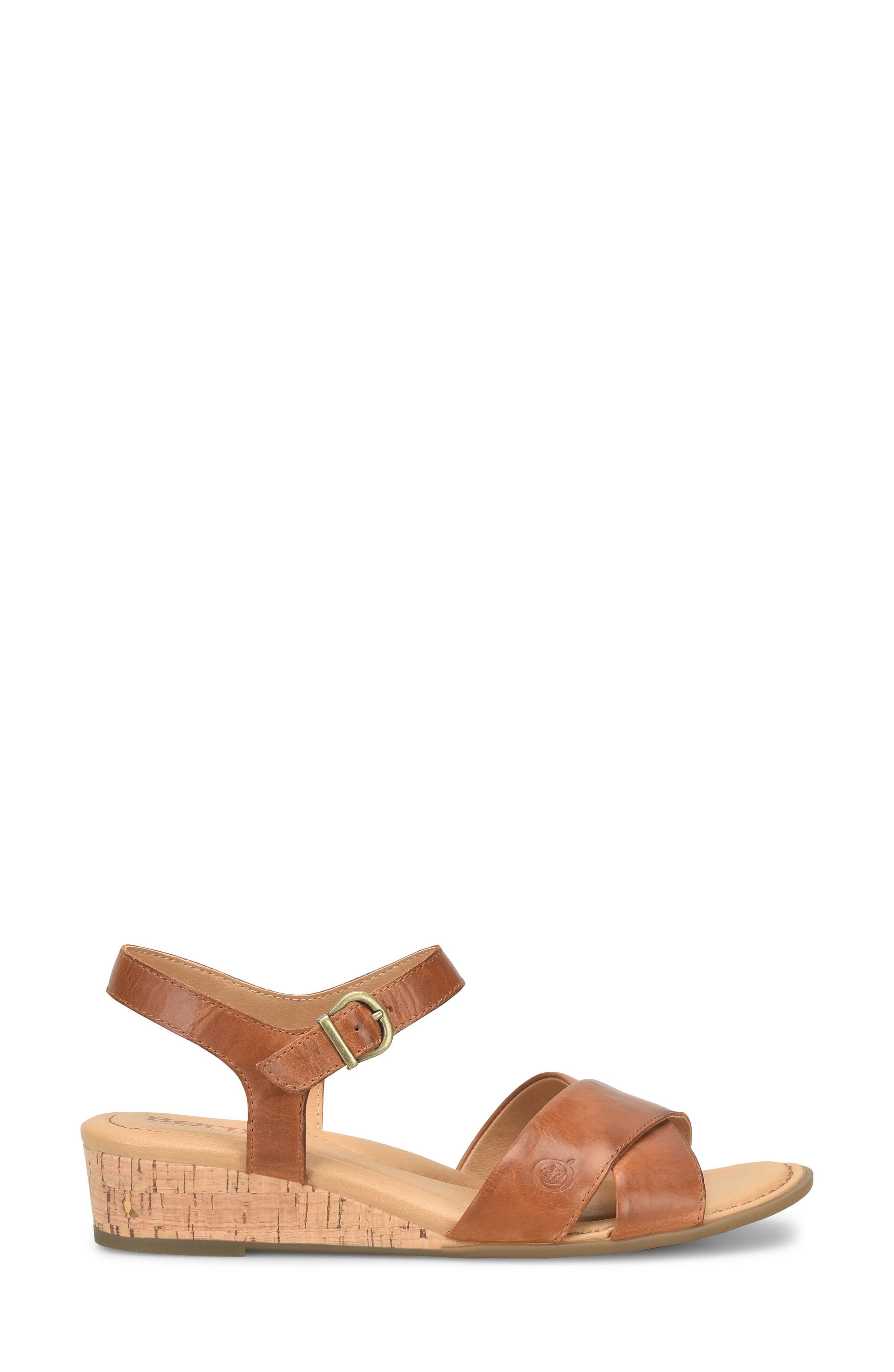 Paige Wedge Sandal, Alternate, color, BROWN LEATHER