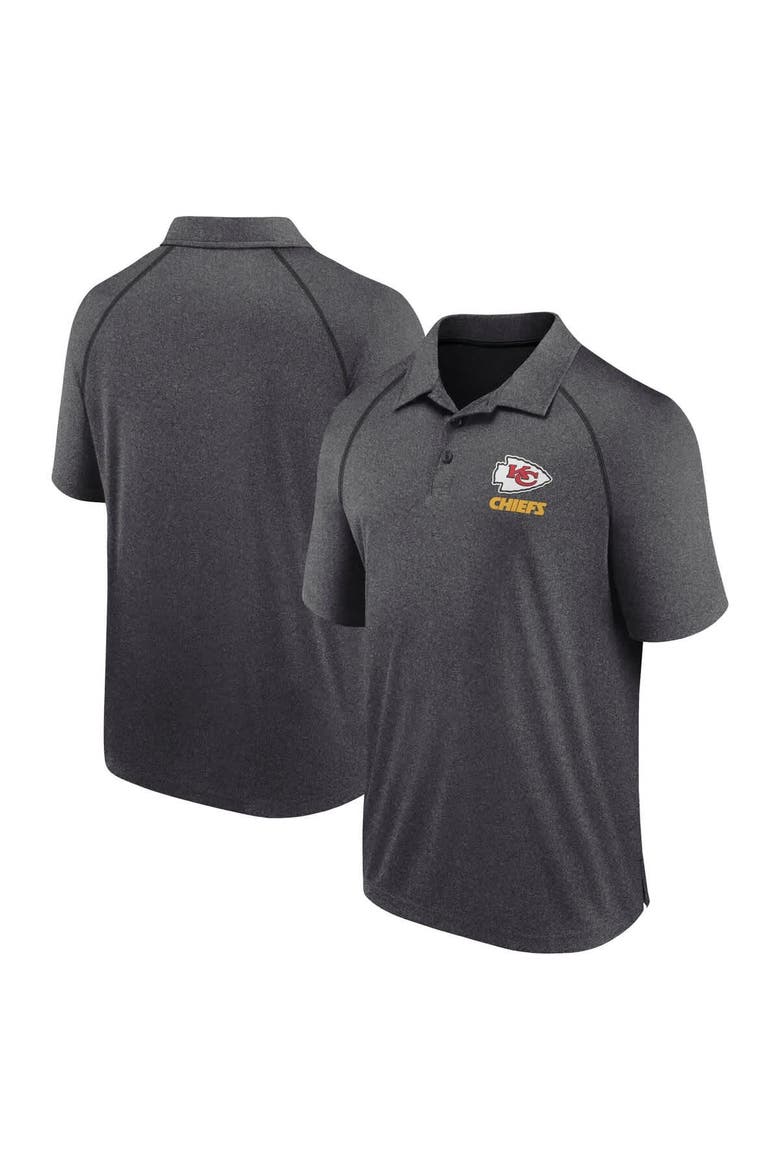 Men's Fanatics Heather Charcoal Kansas City Chiefs Making Waves Raglan Polo, Main, color, Heather Charcoal