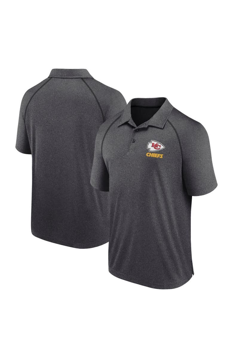 FANATICS Men's Fanatics Heather Charcoal Kansas City Chiefs Making Waves Raglan Polo, Main, color, Heather Charcoal