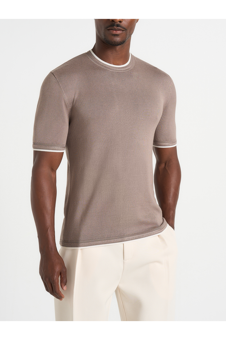 Wyatt Contrast Knit T Shirt, Alternate, color, Mushroom