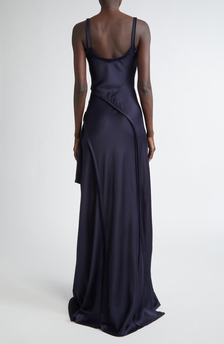 Jason Wu Collection Bias Cut Crepe Back Satin Gown, Alternate, color, Navy