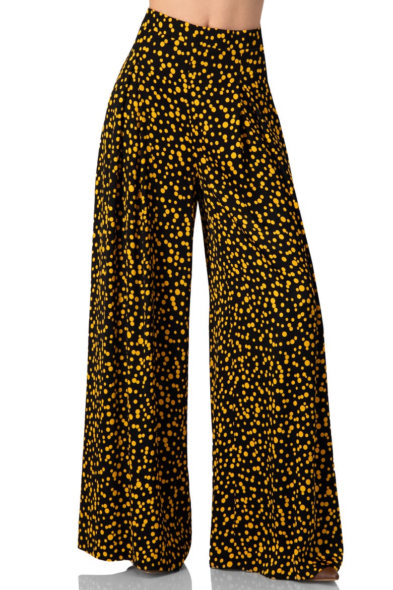 Wide-Leg Polka Dot Pants, Main, color, Black