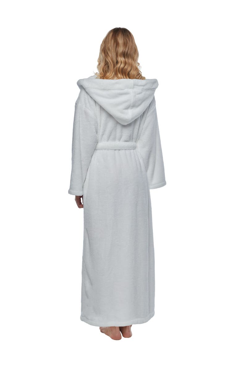 ARUS Womens Long Fleece Robe with Hood, Alternate, color, White