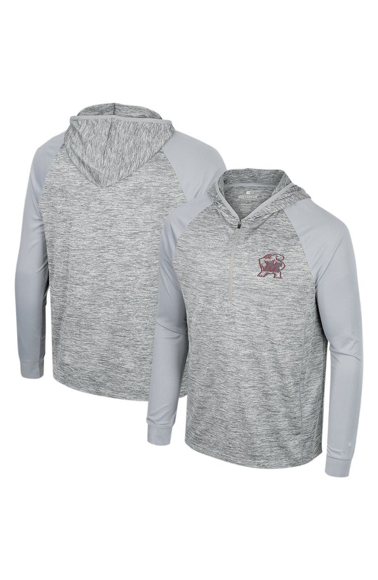 COLOSSEUM Men's Colosseum Gray Maryland Terrapins Cybernetic Raglan Quarter-Zip Hooded Top, Main, color, Gray