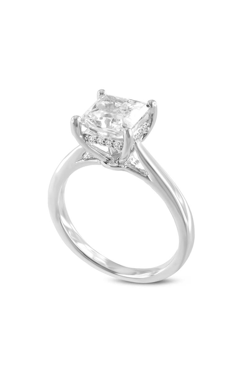 LuvMyJewelry Genoveva 14K White Gold Princess Cut Lab Grown Diamond Hidden Halo Engagement Ring - 2.2 Ct, Main, color, 14K White Gold