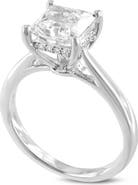 LuvMyJewelry Genoveva 14K White Gold Princess Cut Lab Grown Diamond Hidden Halo Engagement Ring - 2.2 Ct