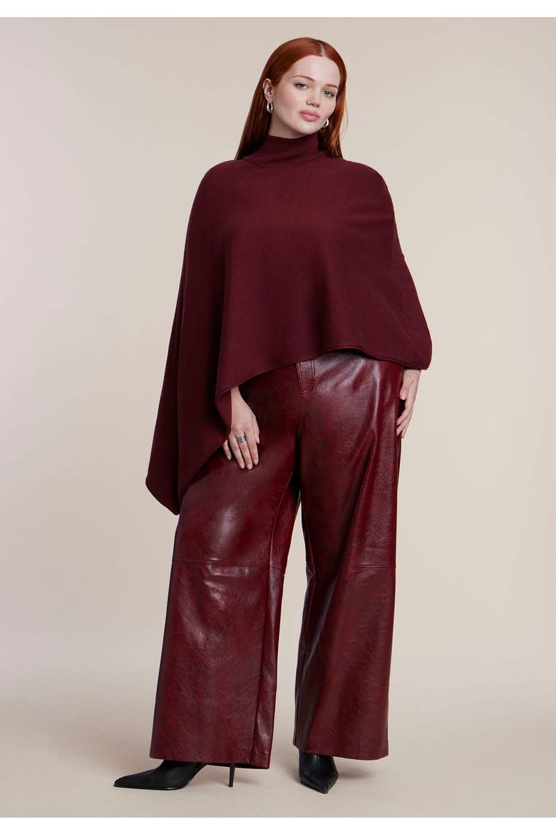 Asymmetric Turtleneck Cape (plus), Alternate, color, DARK CABERNET