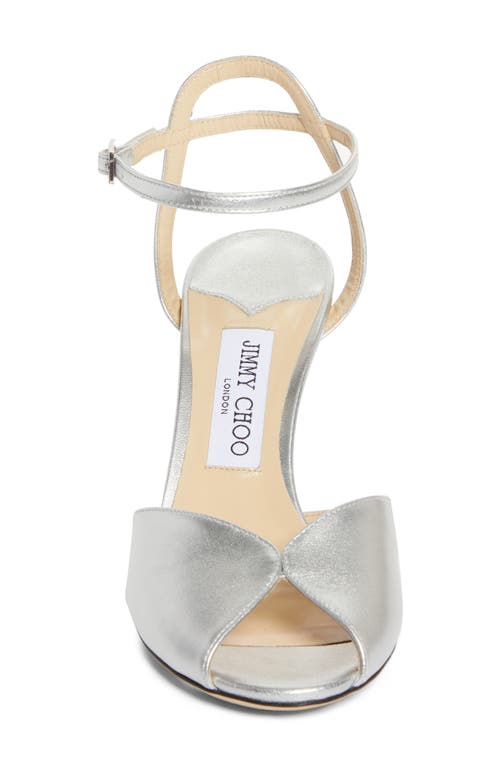 Jimmy Choo Sacaria Imitation Pearl Embellished Ankle Strap Sandal In Silver