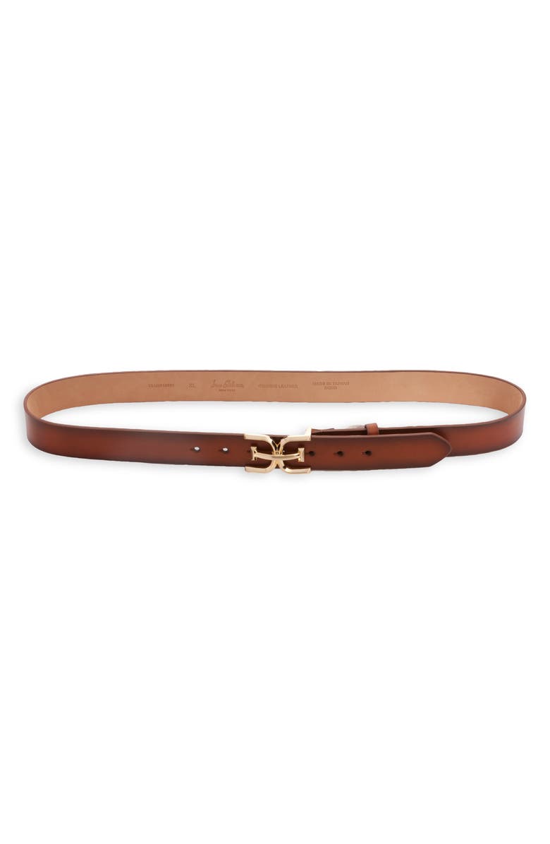 Sam Edelman Plaque Buckle Leather Belt, Main, color, Tan