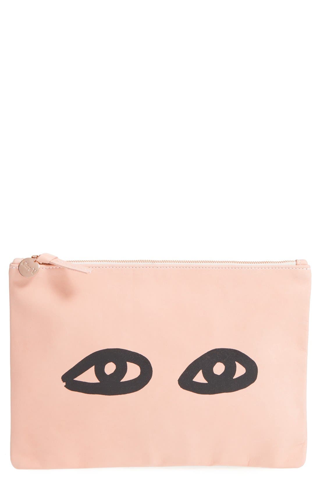 Clare V. 'Eyes' Printed Nappa Leather Clutch, Main, color, 