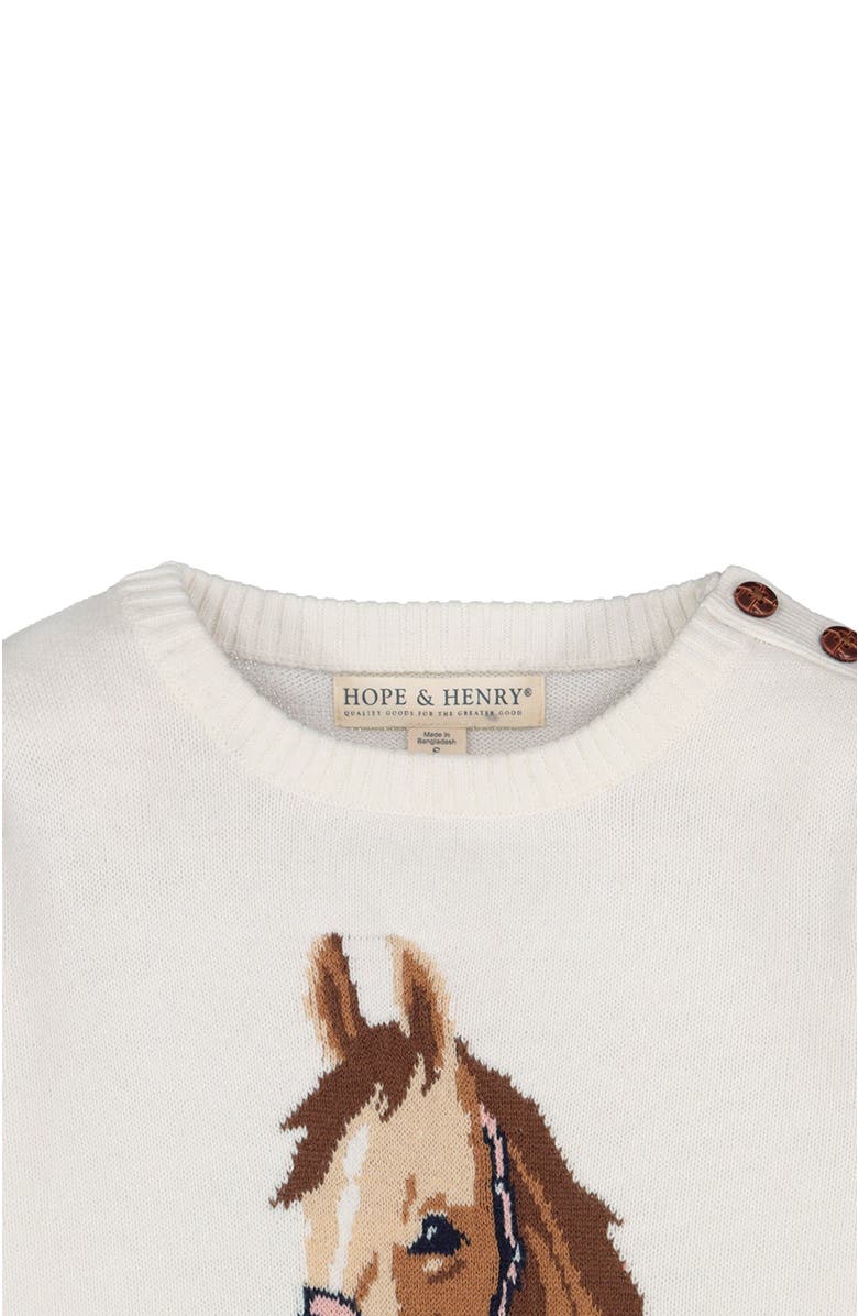 Hope & Henry Baby Girls' Organic Horse Intarsia Sweater, Infant, Alternate, color, 