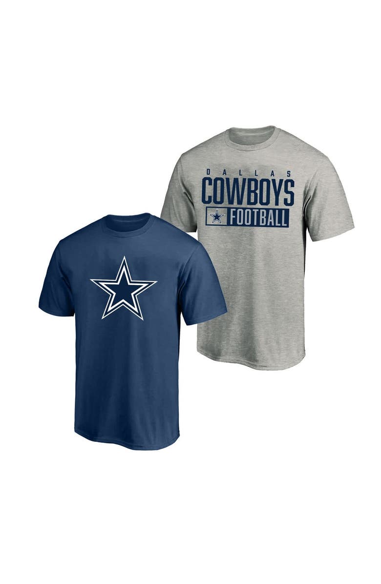 FANATICS Men's Fanatics  Heather Gray/Navy Dallas Cowboys Big & Tall 2-Pack T-Shirt Set, Main, color, Heather Gray