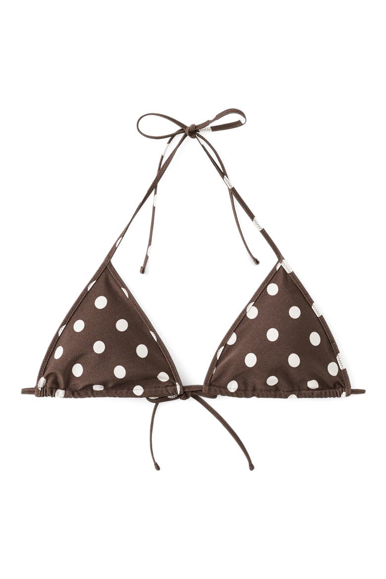 Polka Dot Triangle Swim Top, Main, color, BROWN