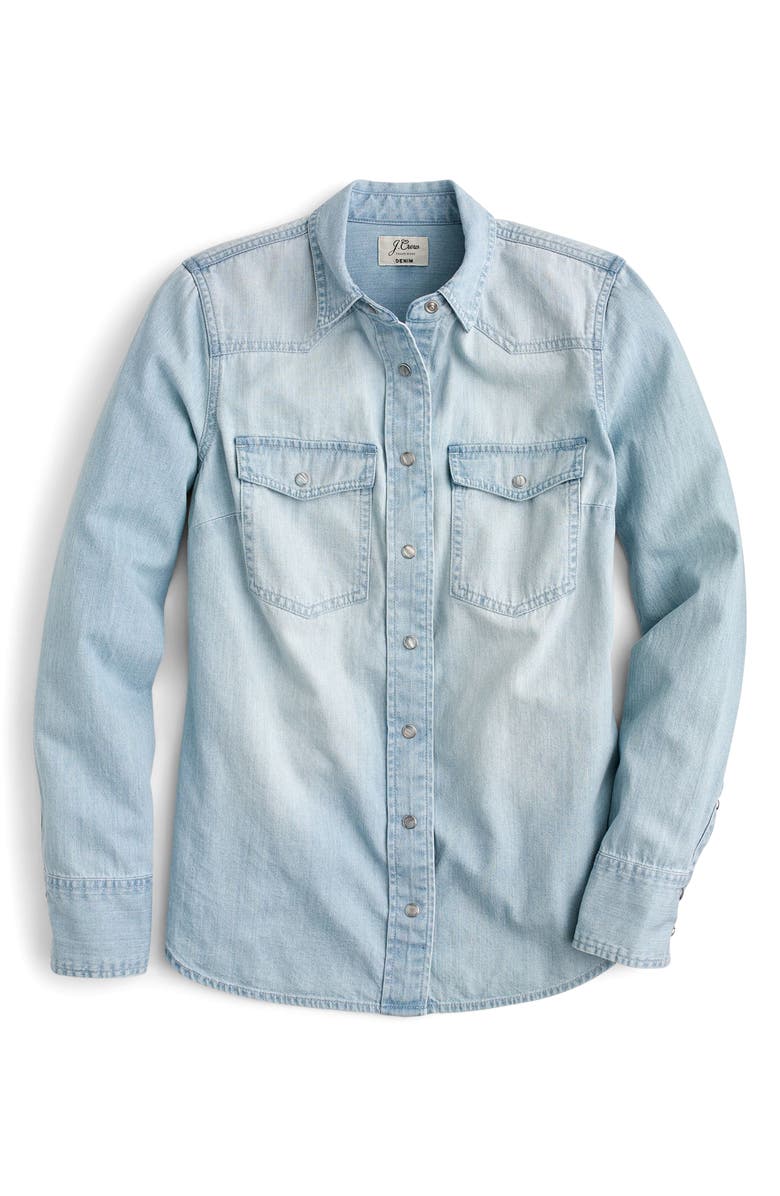 J.Crew Light Wash Western Shirt, Main, color, 