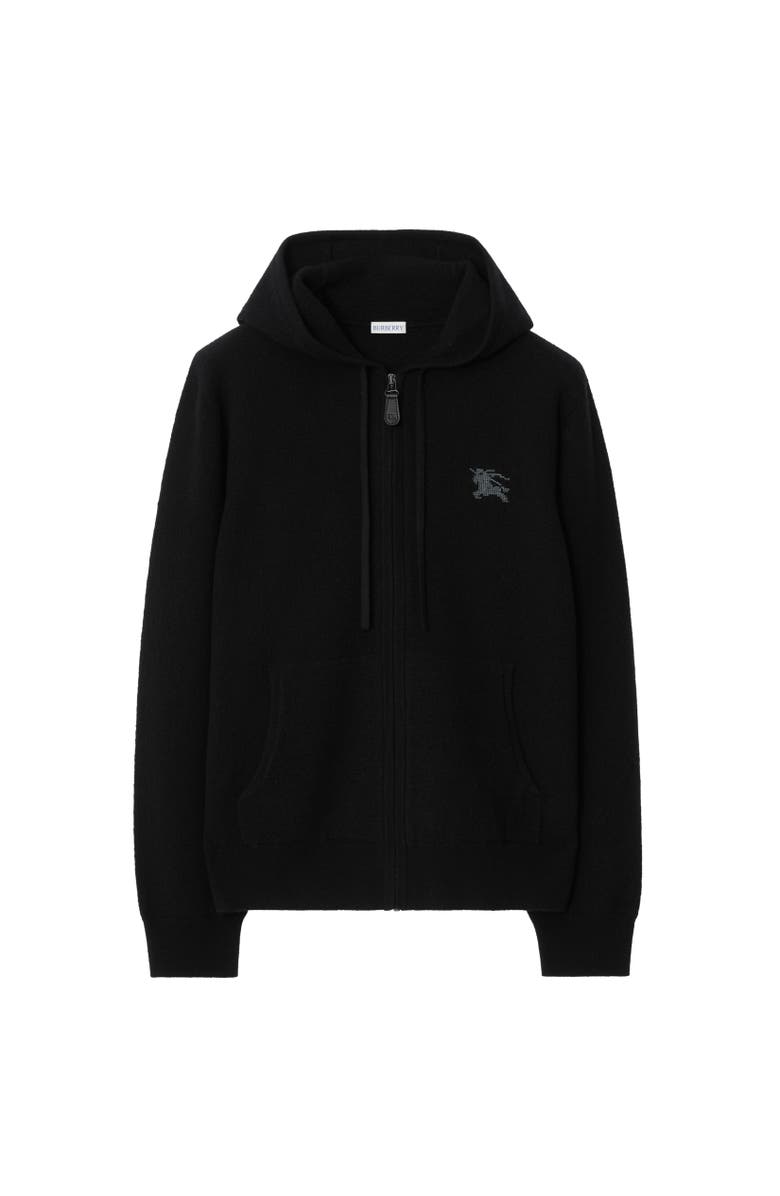 Burberry Wool Zip Hoodie, Alternate, color, Black