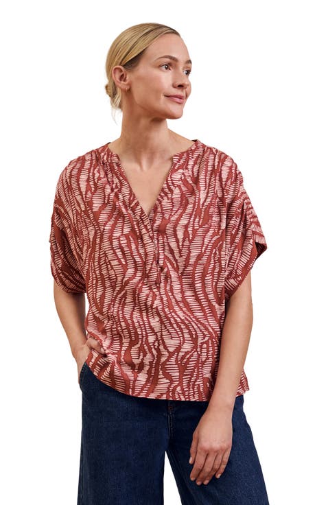 Printed Drop Shoulder Top