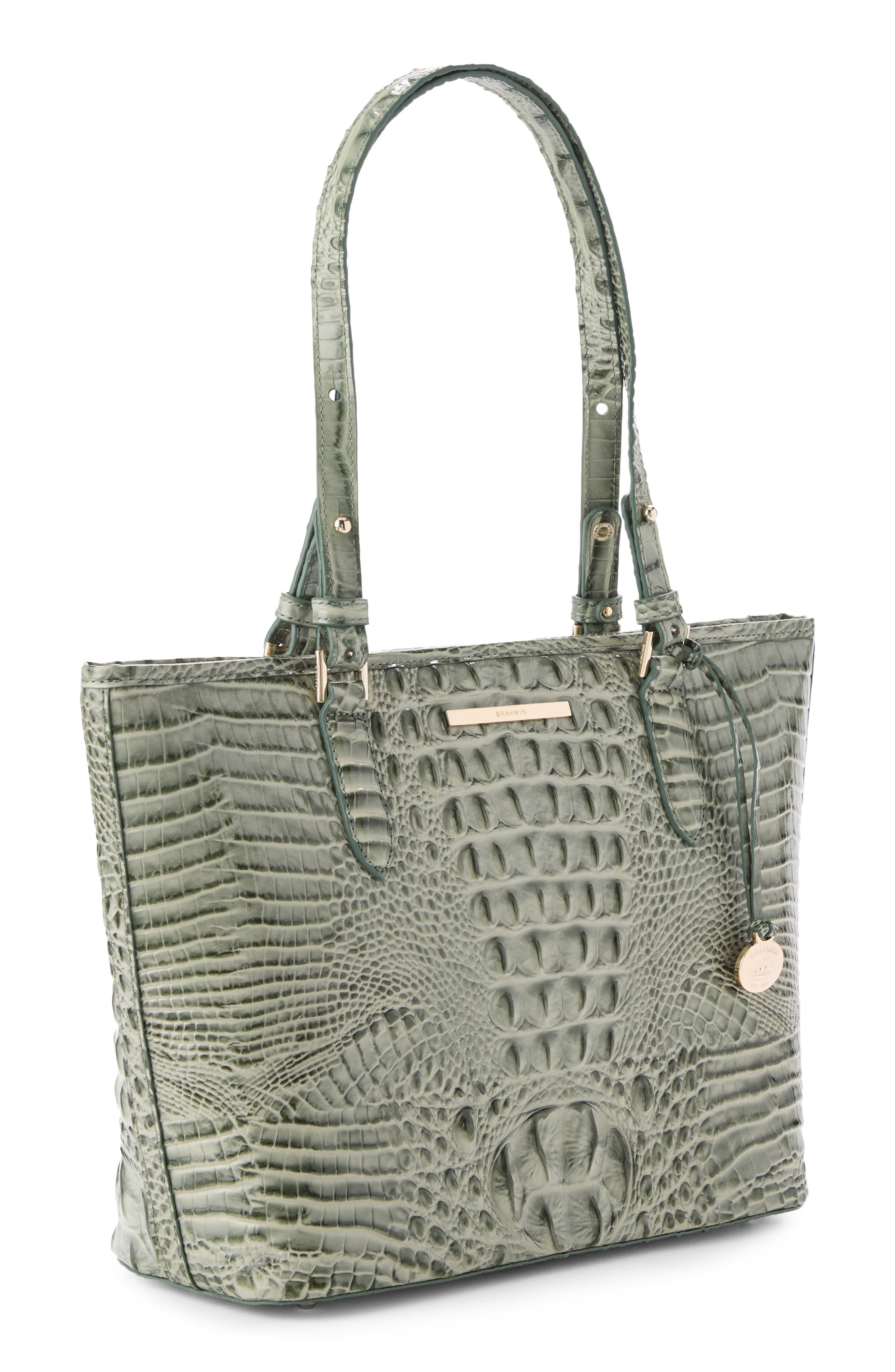 Medium Asher Croc Embossed Leather Tote, Alternate, color, SOFTGRASS