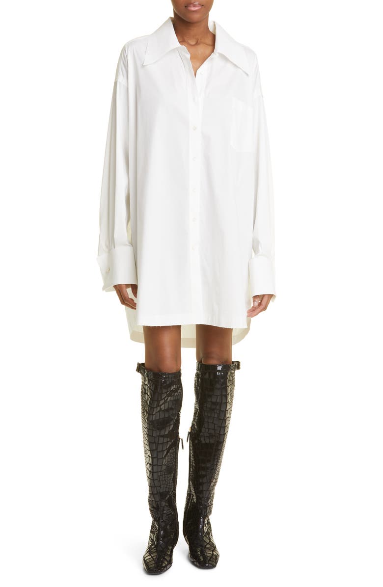 TOM FORD Long Sleeve Button-Up Mini Shirtdress, Main, color,