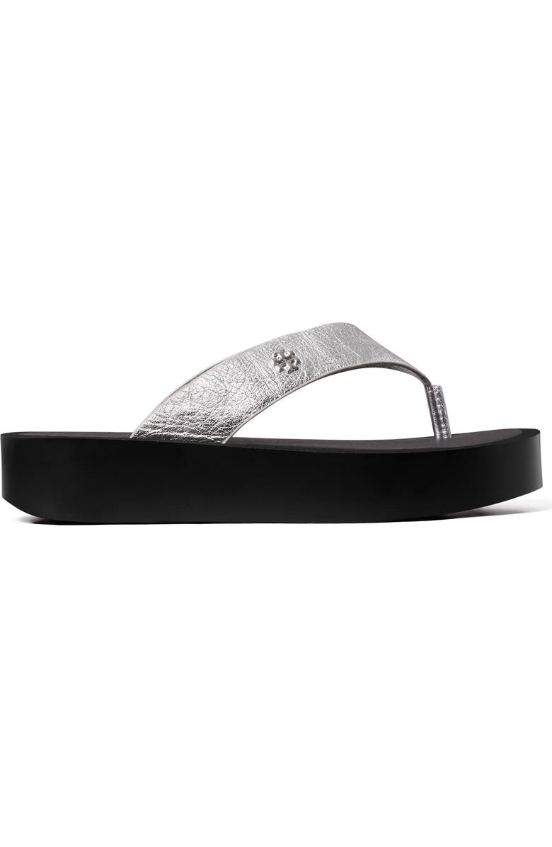 Tory Burch Platform Flip Flop, Alternate, color, Silver/Perfect Black/Silver