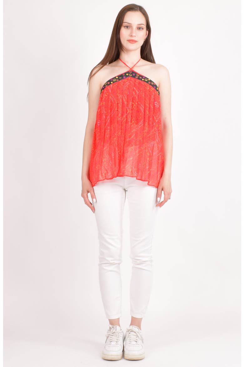 Ava Embroidered Halter Top, Alternate, color, Red