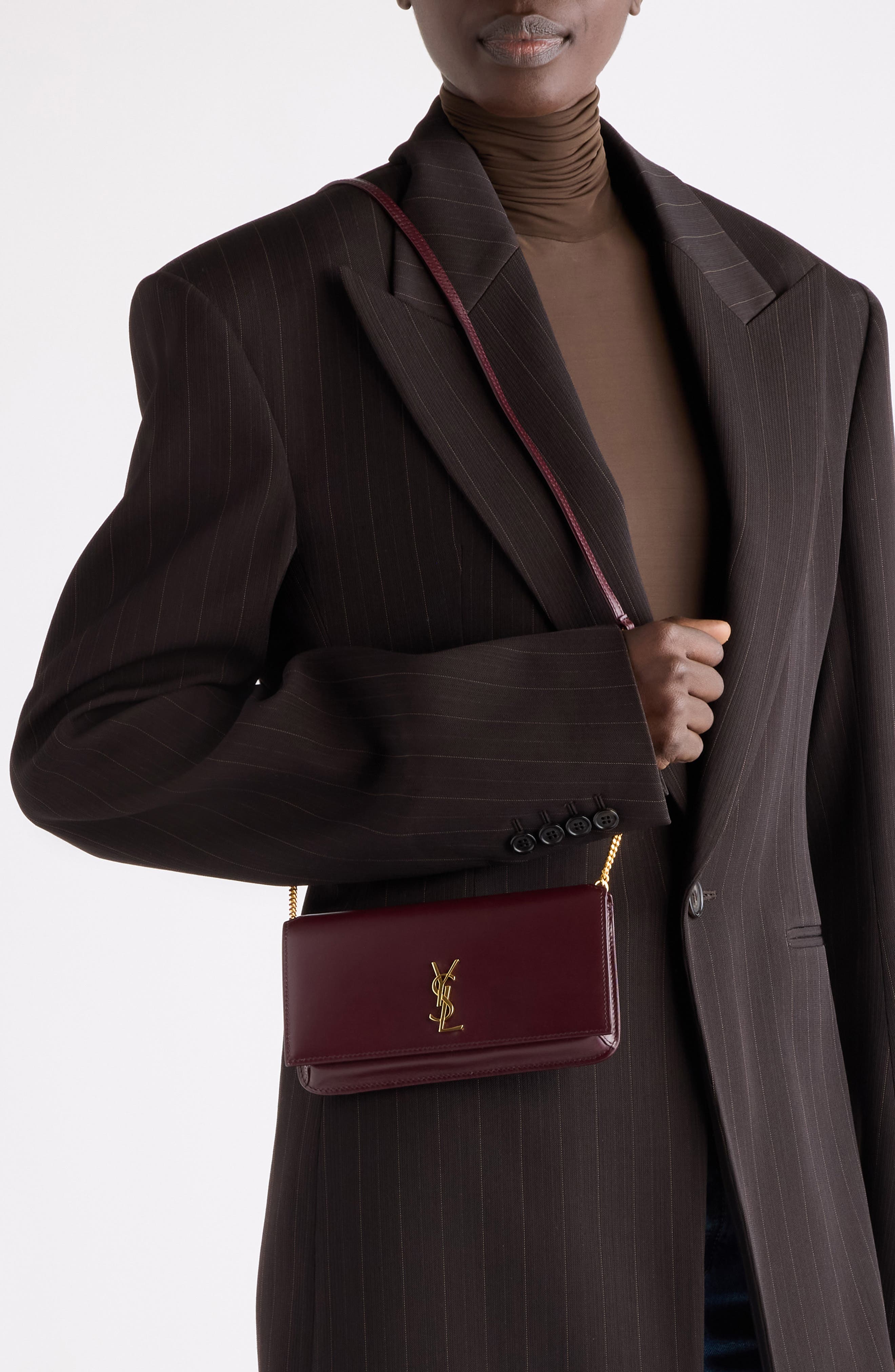 Cassandre Patent Leather Crossbody Phone Holder, Alternate, color, ROUGE CABERNET