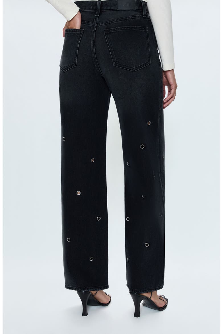Hendrix Crystal Embellished Eyelet Jeans, Alternate, color, GLAMOUR