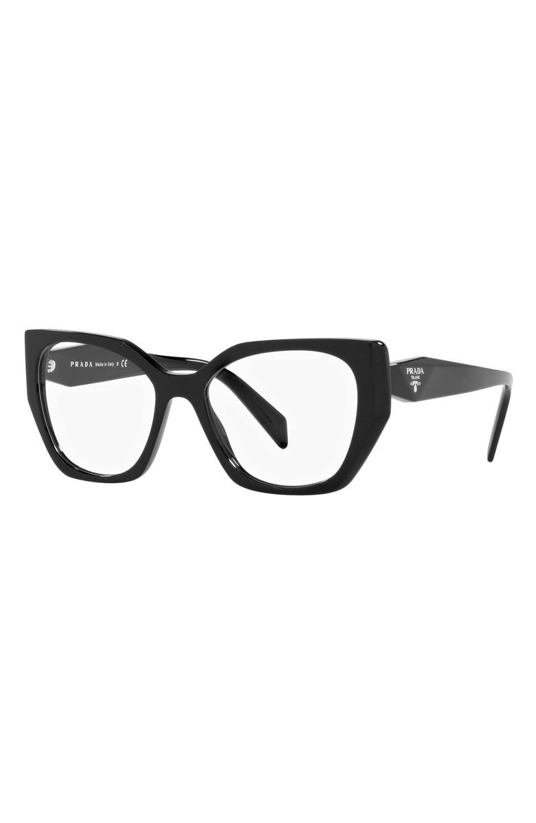 Prada 54mm Square Optical Glasses, Alternate, color, Black