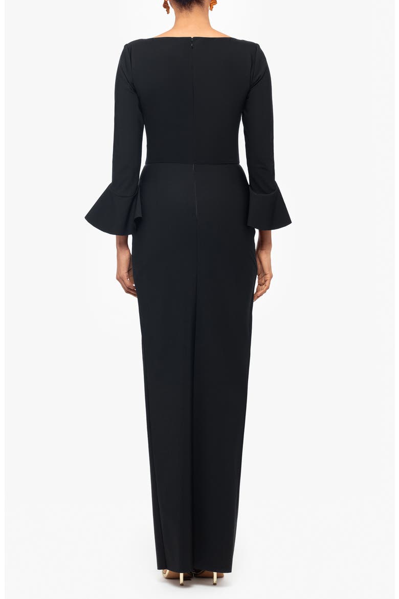 Ruffle Sleeve Faux Wrap Gown, Alternate, color, BLACK