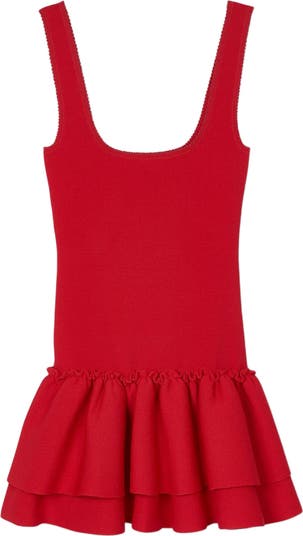 Mini knit dress with ruffles