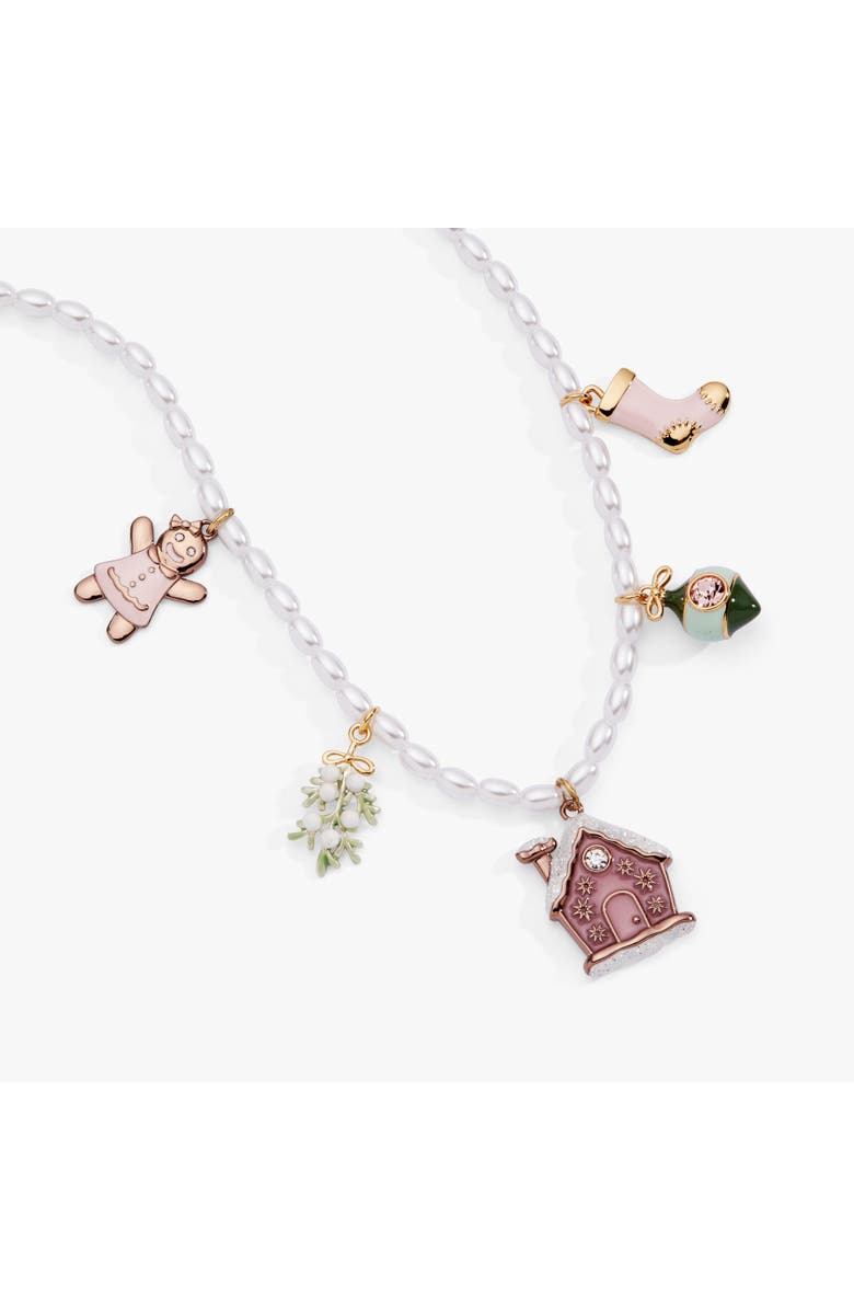 Alex and Ani Pink Christmas Beaded Charm Necklace, Alternate, color, Gold