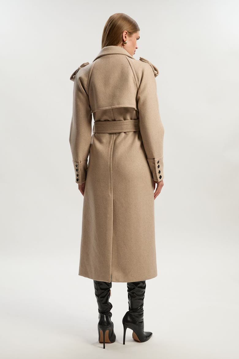 Wool Tailored Belted Midi Coat, Alternate, color, Oatmeal