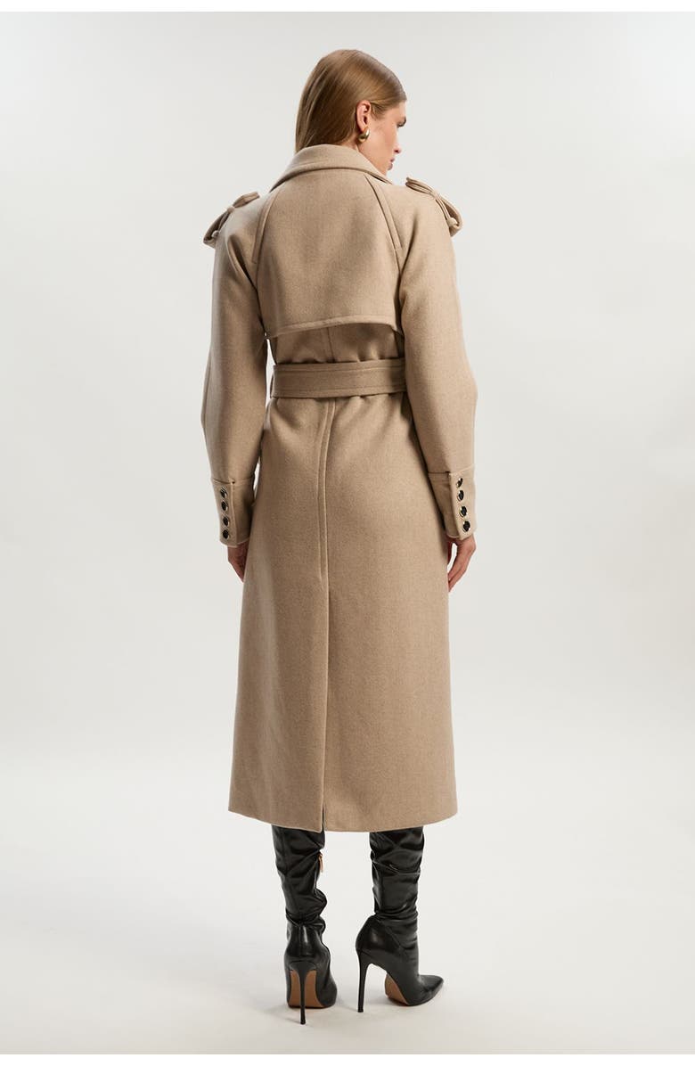 Karen Millen Wool Tailored Belted Midi Coat, Alternate, color, Oatmeal