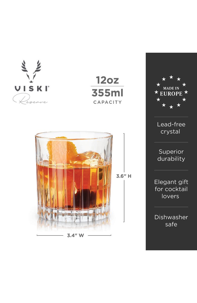 Viski Reserve Milo Crystal Rocks Glasses Set of 4, Alternate, color, Clear