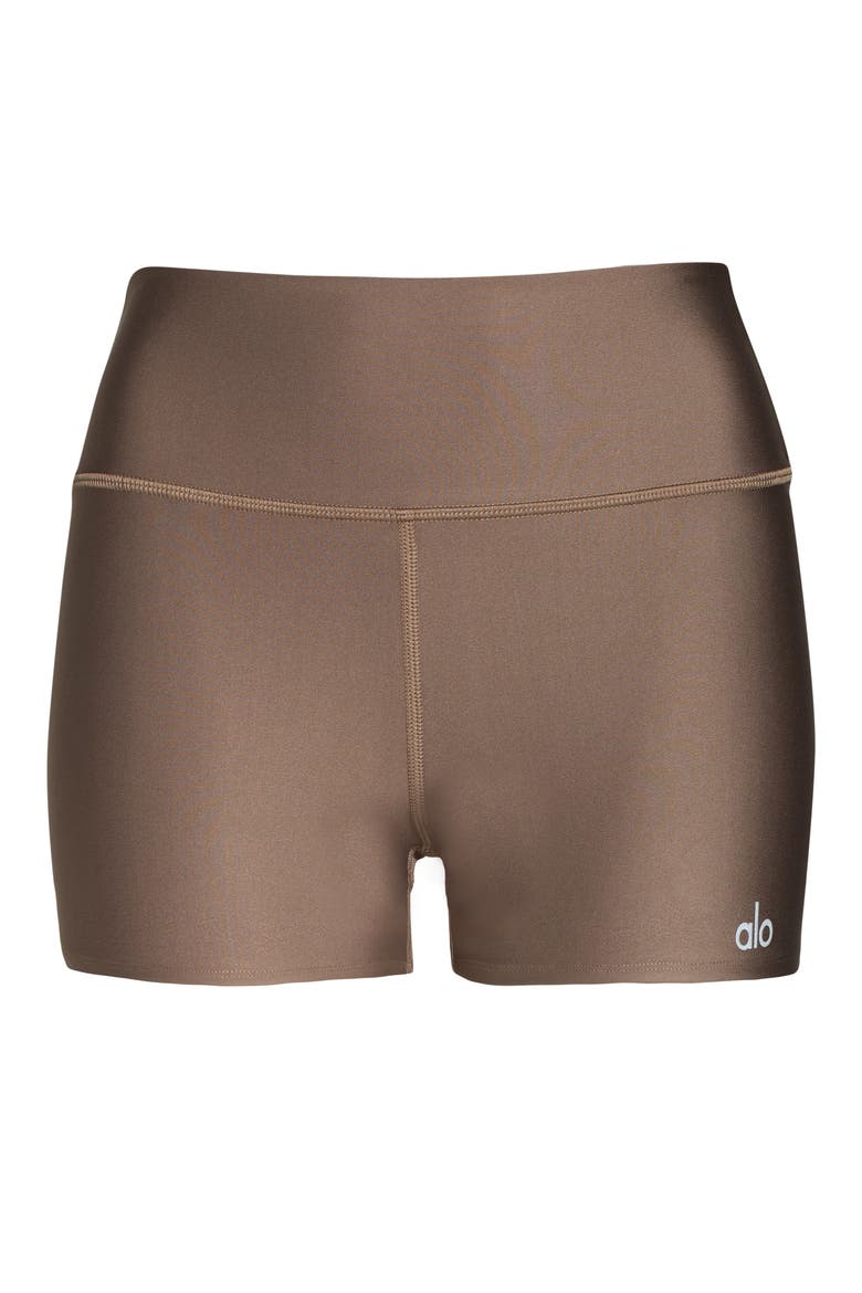Airlift High Waist Shorts, Alternate, color, HOT COCOA