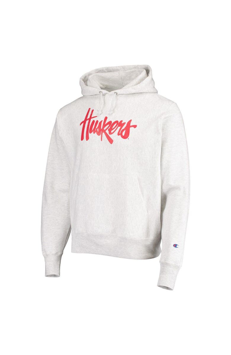 Champion Men's Champion Heathered Gray Nebraska Huskers Team Vault Logo Reverse Weave Pullover Hoodie, Alternate, color, Heather Gray