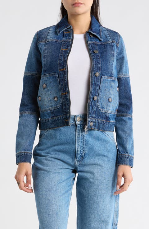 Beaded Denim Trucker Jacket